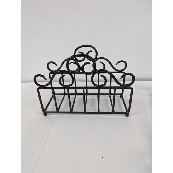 Buffet Silverware Flatware Caddy Holder Napkins Set of 2 Black Metal - Picture 2 of 6